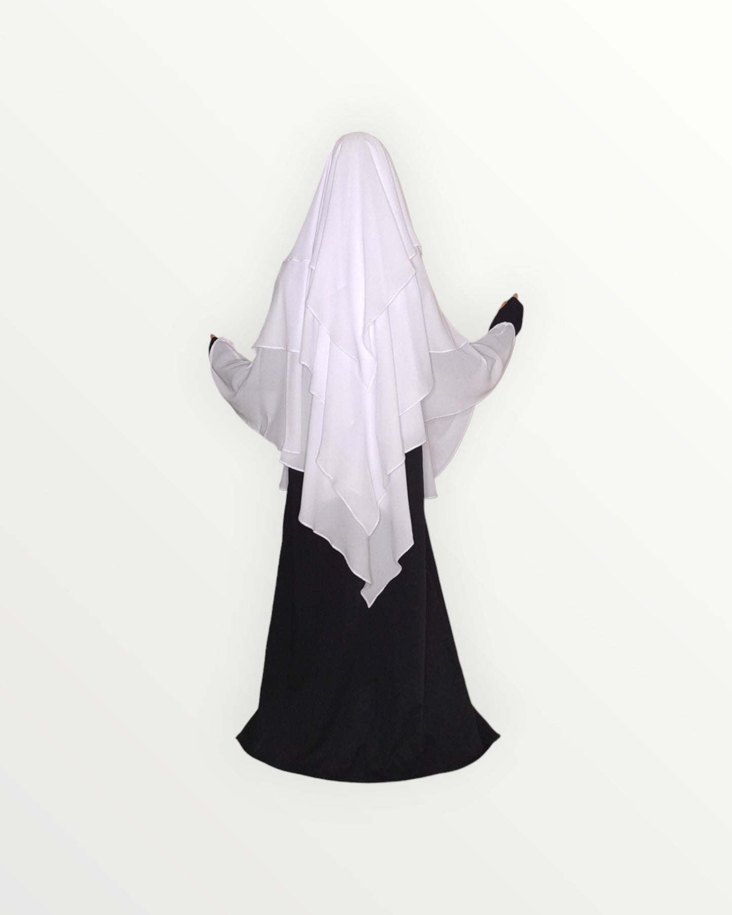 3 Layer Diamond Chiffon Khimar/Niqab | White