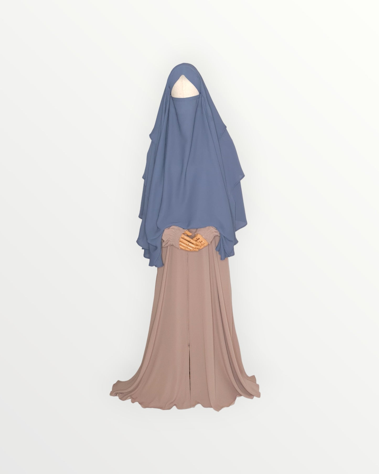 3 Layer Diamond Chiffon Khimar/Niqab | Slate blue