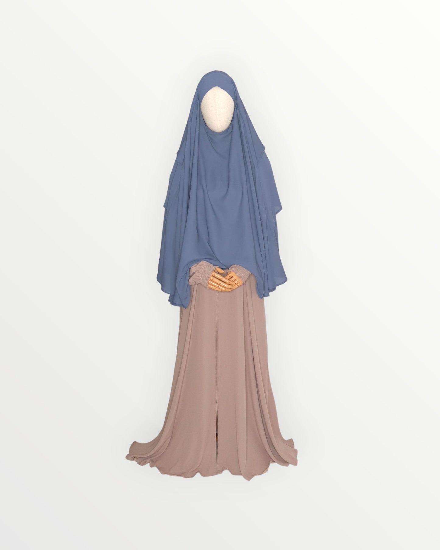 3 Layer Diamond Chiffon Khimar/Niqab | Slate blue