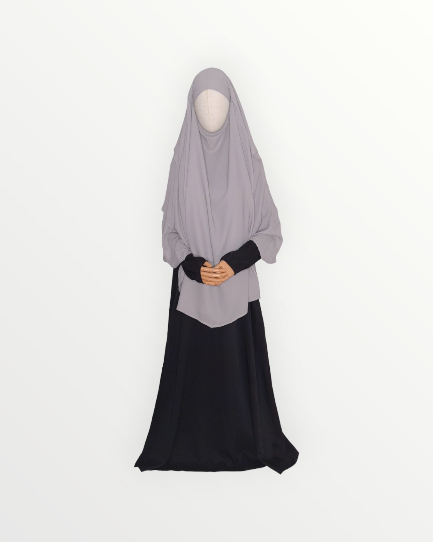 3 Layer Diamond Chiffon Khimar/Niqab | Dove grey