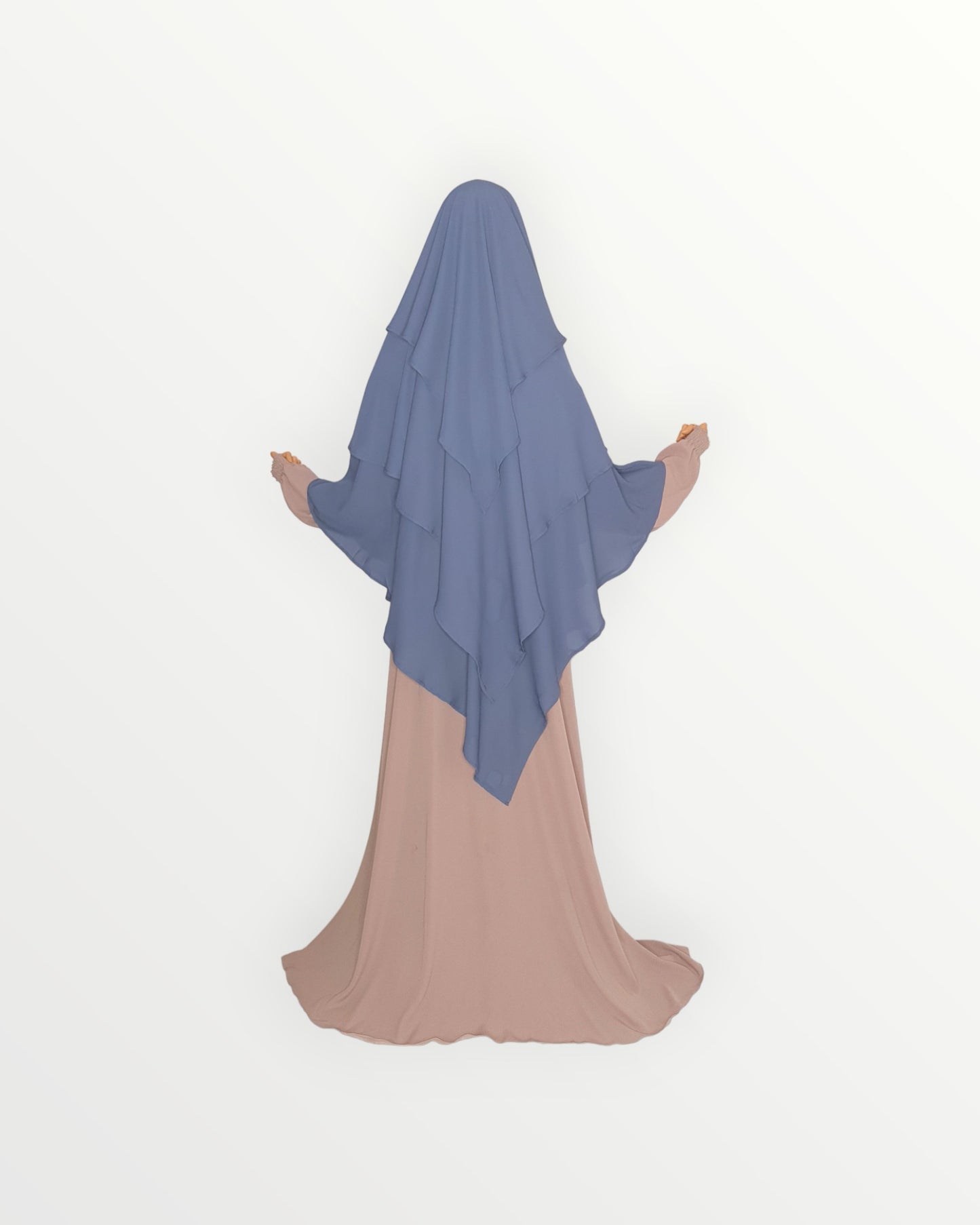 3 Layer Diamond Chiffon Khimar/Niqab | Slate blue