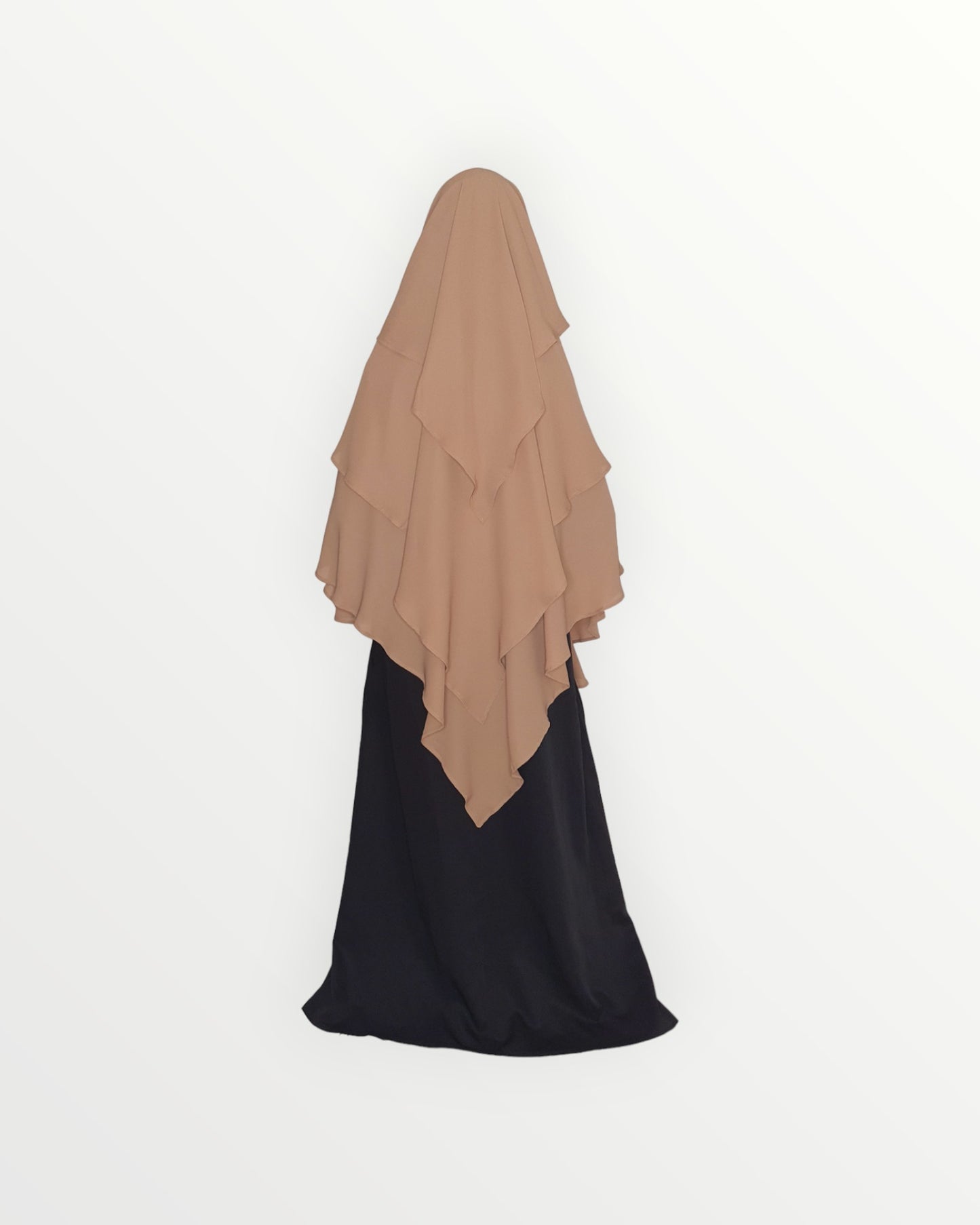 3 Layer Diamond Chiffon Khimar/Niqab | Mocha brown