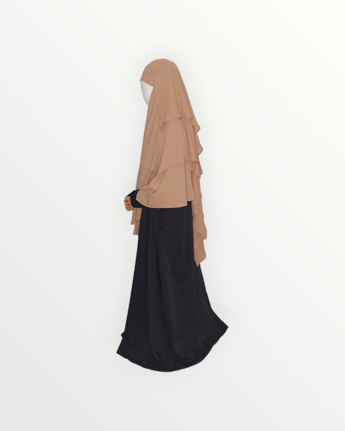 3 Layer Diamond Chiffon Khimar/Niqab | Mocha brown