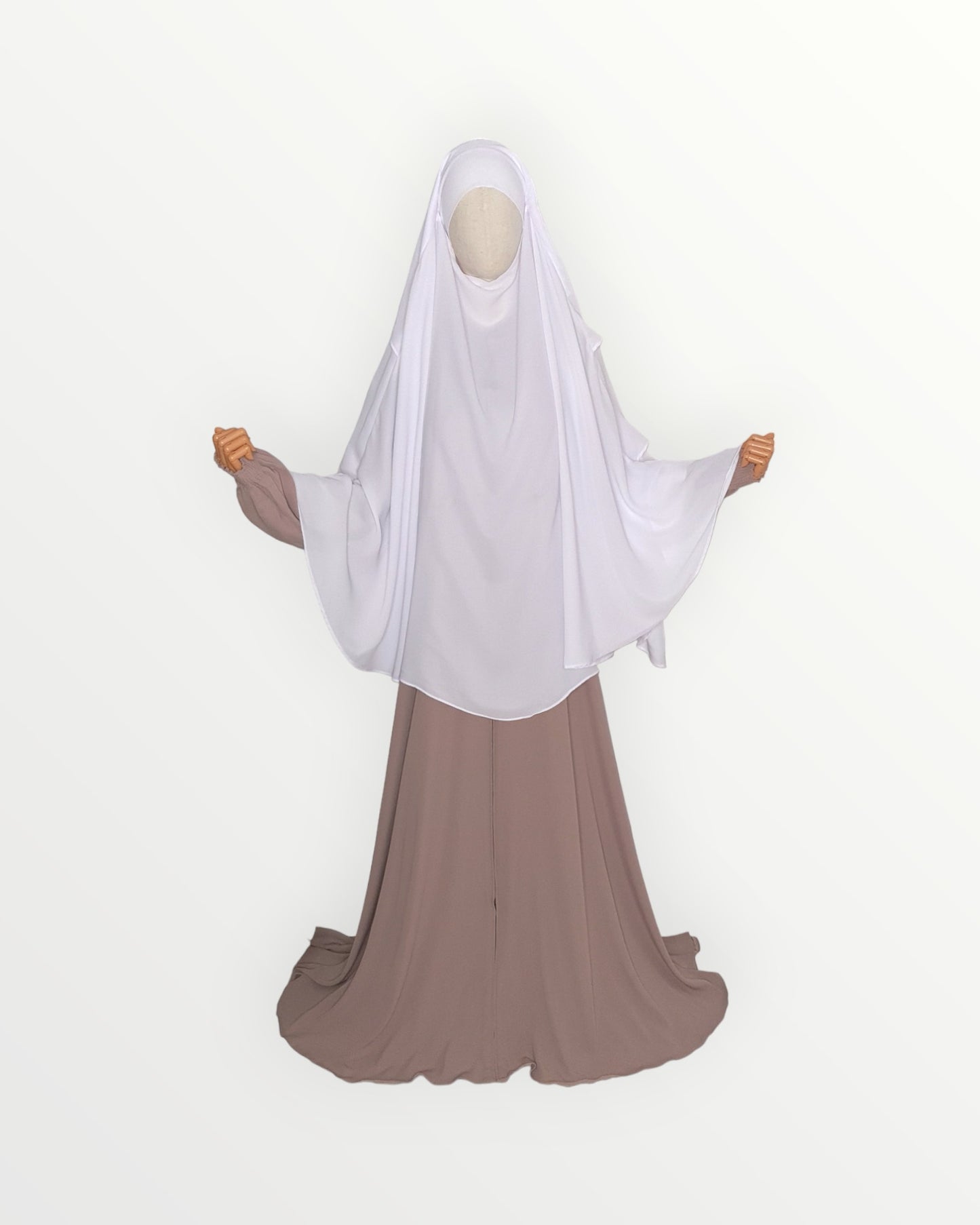 3 Layer Diamond Chiffon Khimar/Niqab | White