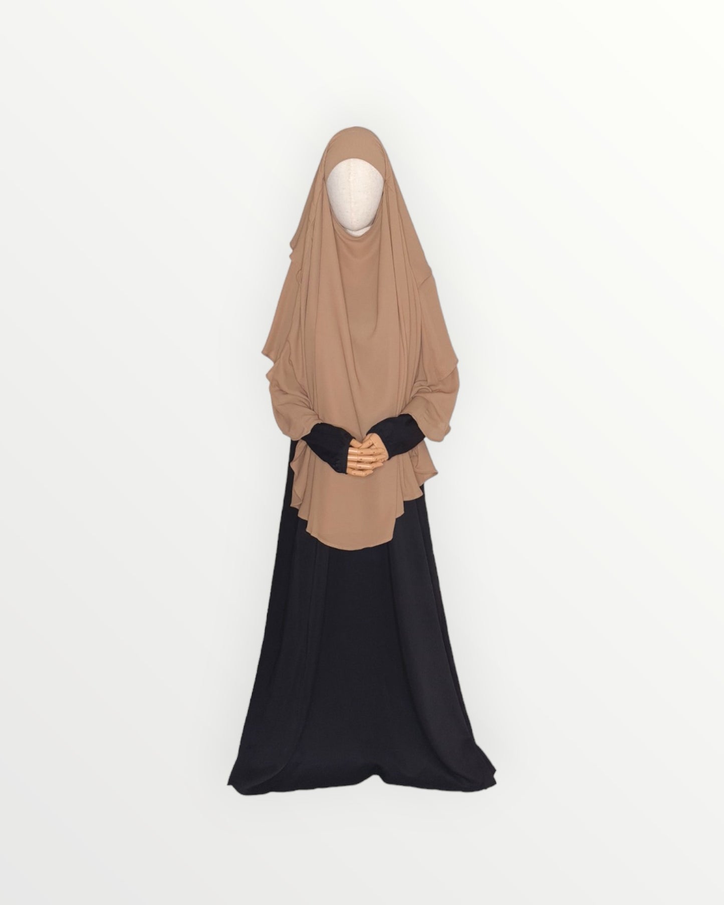 3 Layer Diamond Chiffon Khimar/Niqab | Mocha brown