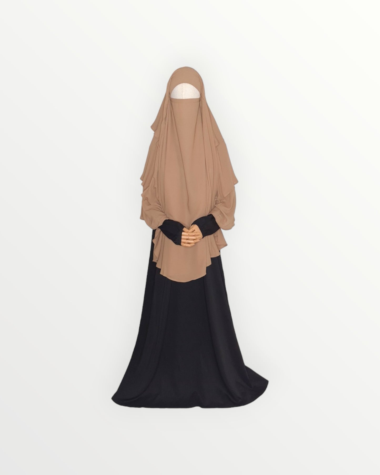 3 Layer Diamond Chiffon Khimar/Niqab | Mocha brown