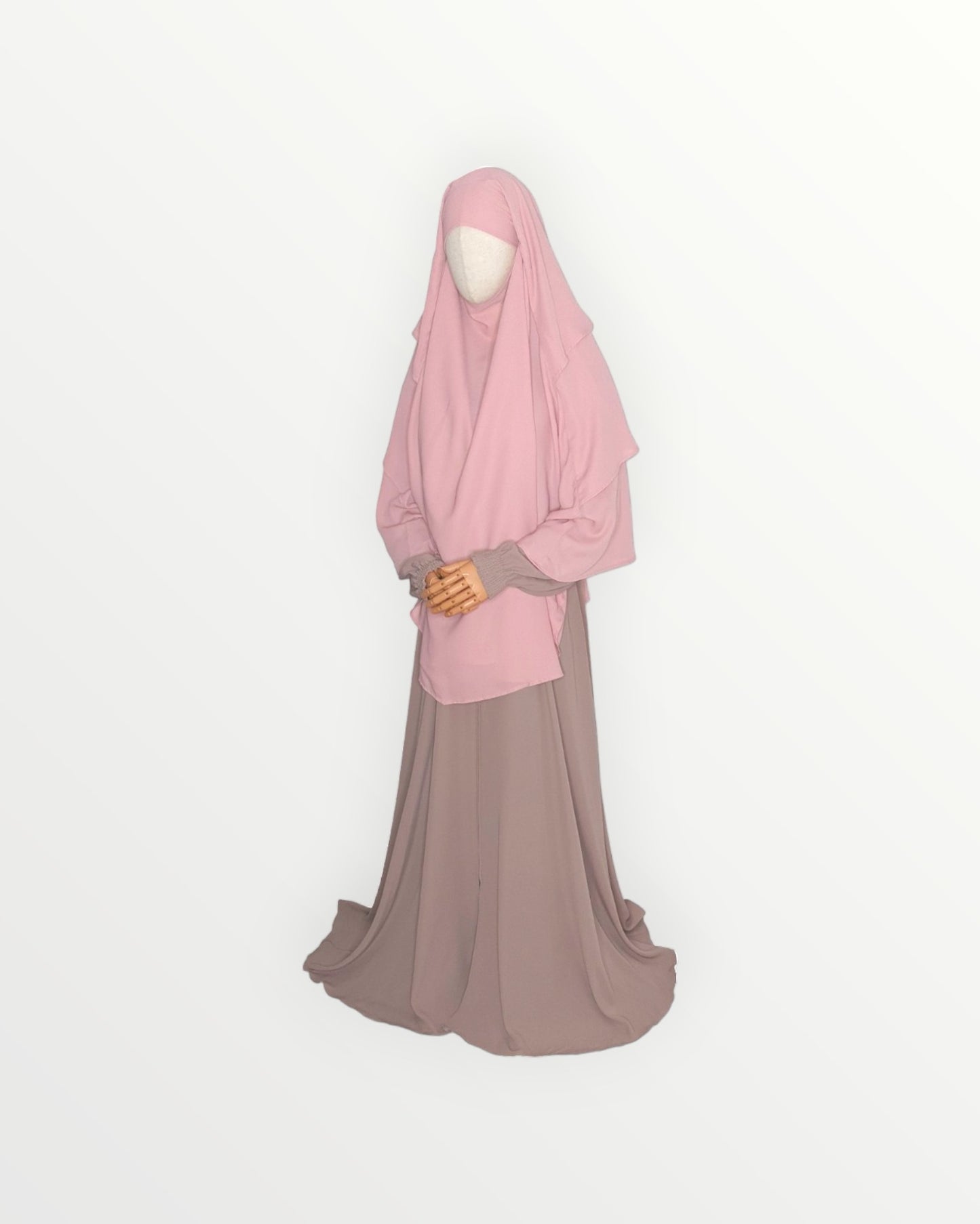 3 Layer Diamond Chiffon Khimar/Niqab | Blush pink