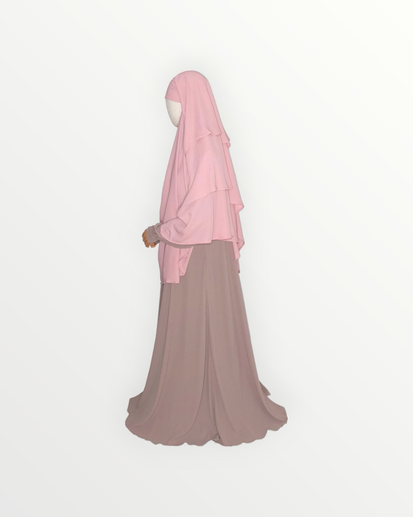 3 Layer Diamond Chiffon Khimar/Niqab | Blush pink