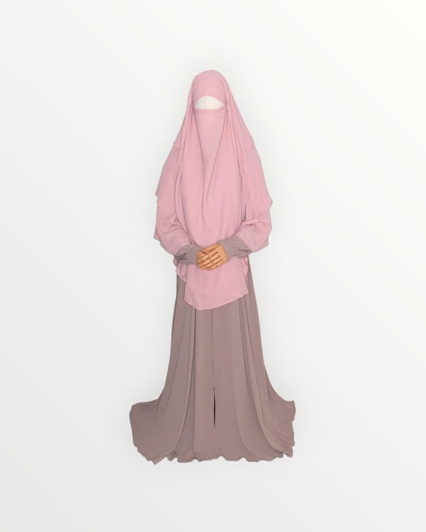 3 Layer Diamond Chiffon Khimar/Niqab | Blush pink