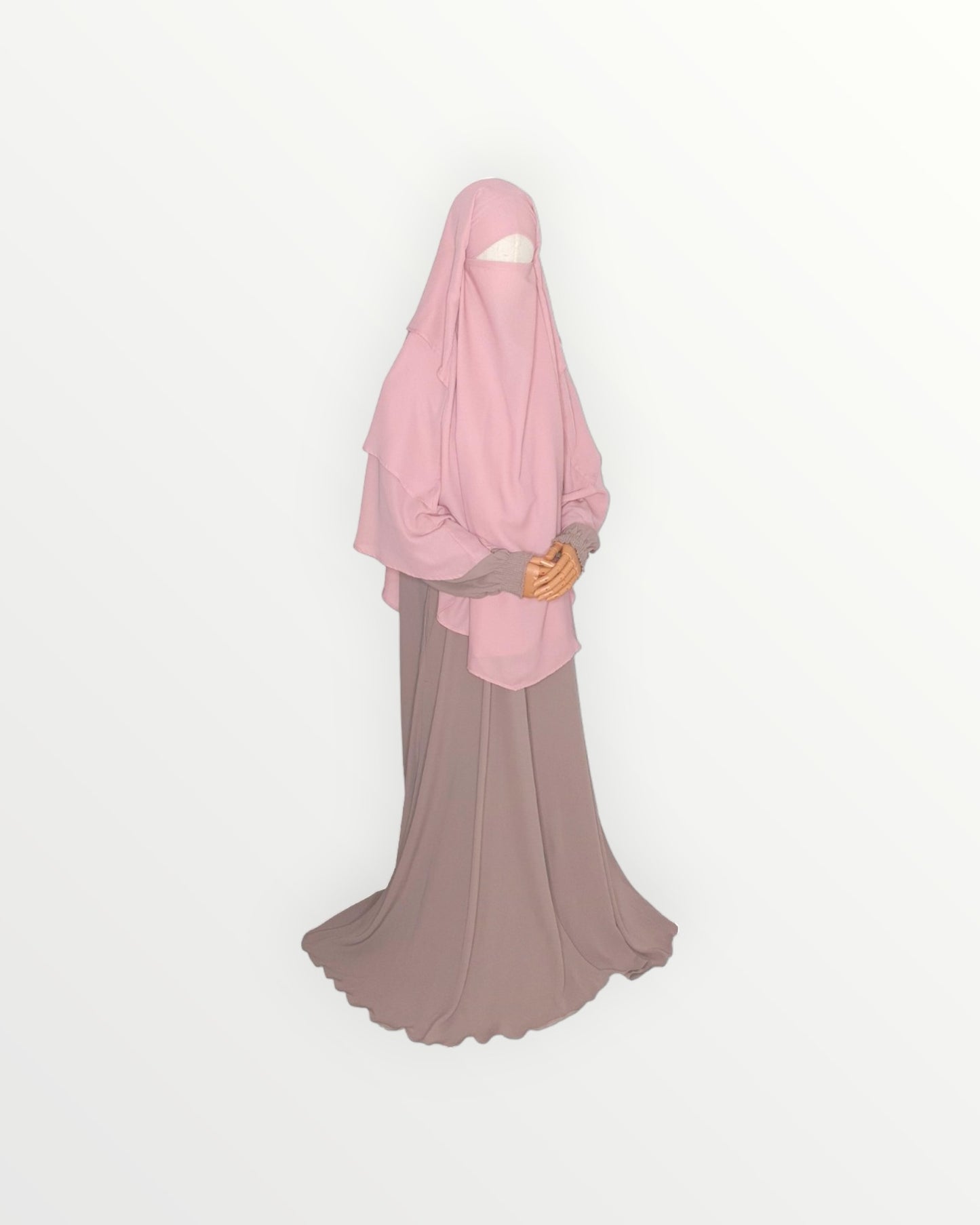 3 Layer Diamond Chiffon Khimar/Niqab | Blush pink