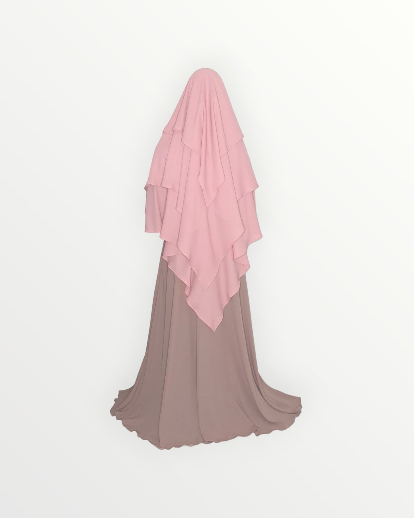 3 Layer Diamond Chiffon Khimar/Niqab | Blush pink