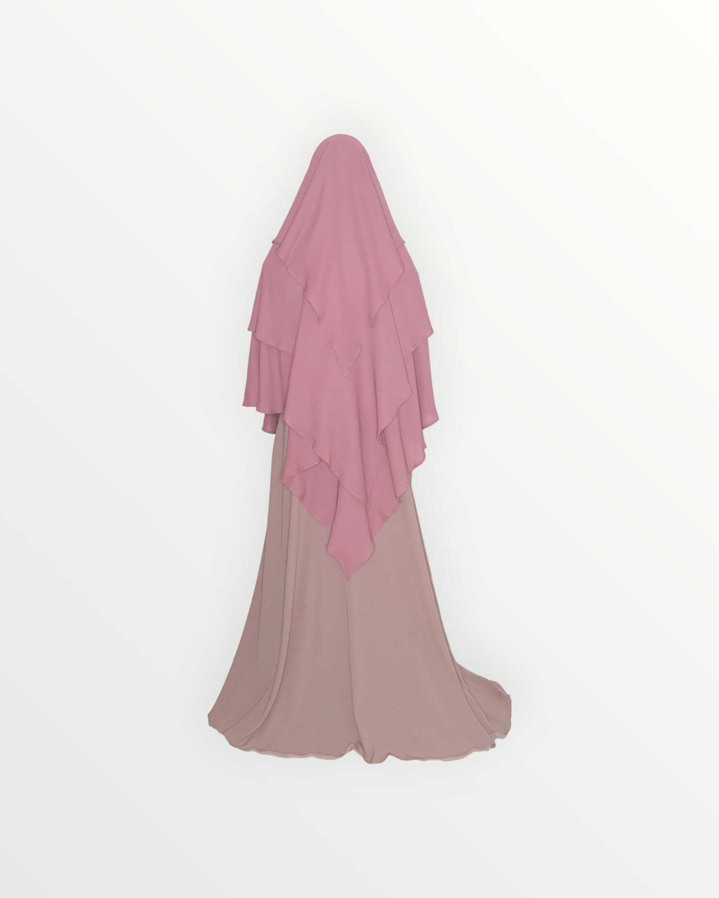 3 Layer Diamond Chiffon Khimar/Niqab | Mauve Purple