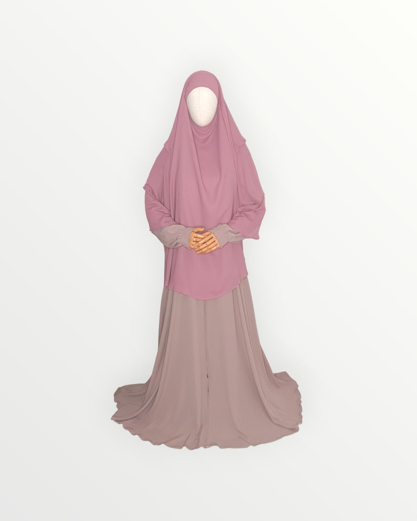 3 Layer Diamond Chiffon Khimar/Niqab | Mauve Purple