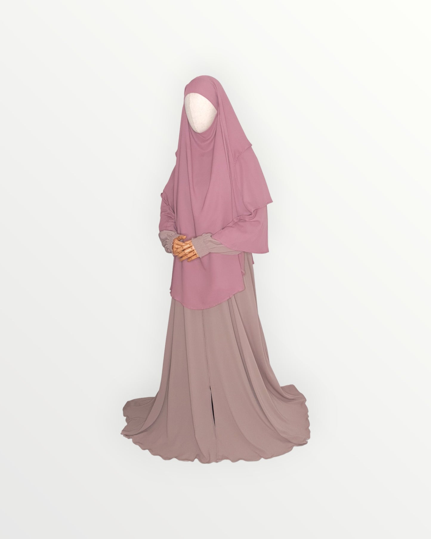 3 Layer Diamond Chiffon Khimar/Niqab | Mauve Purple