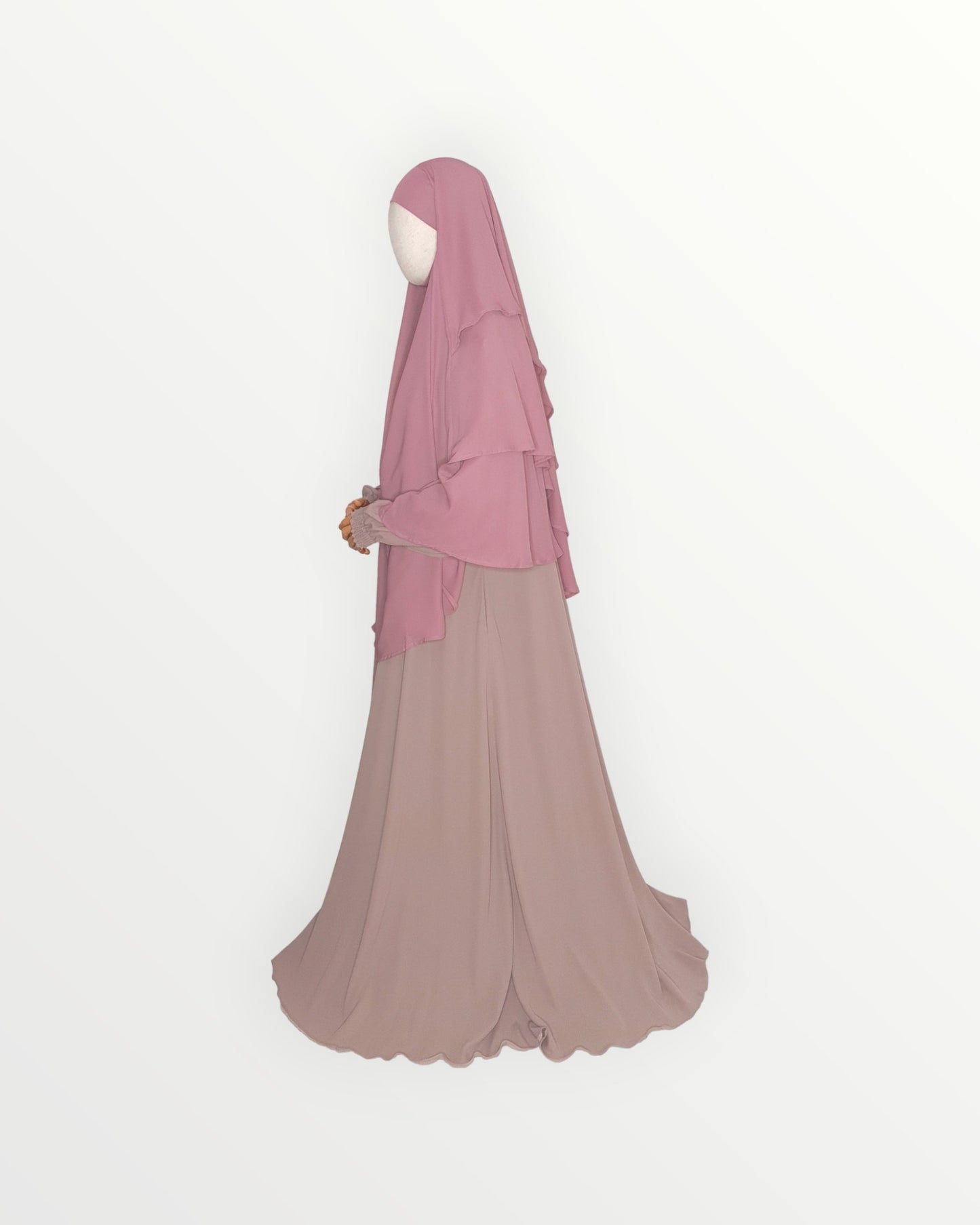 3 Layer Diamond Chiffon Khimar/Niqab | Mauve Purple