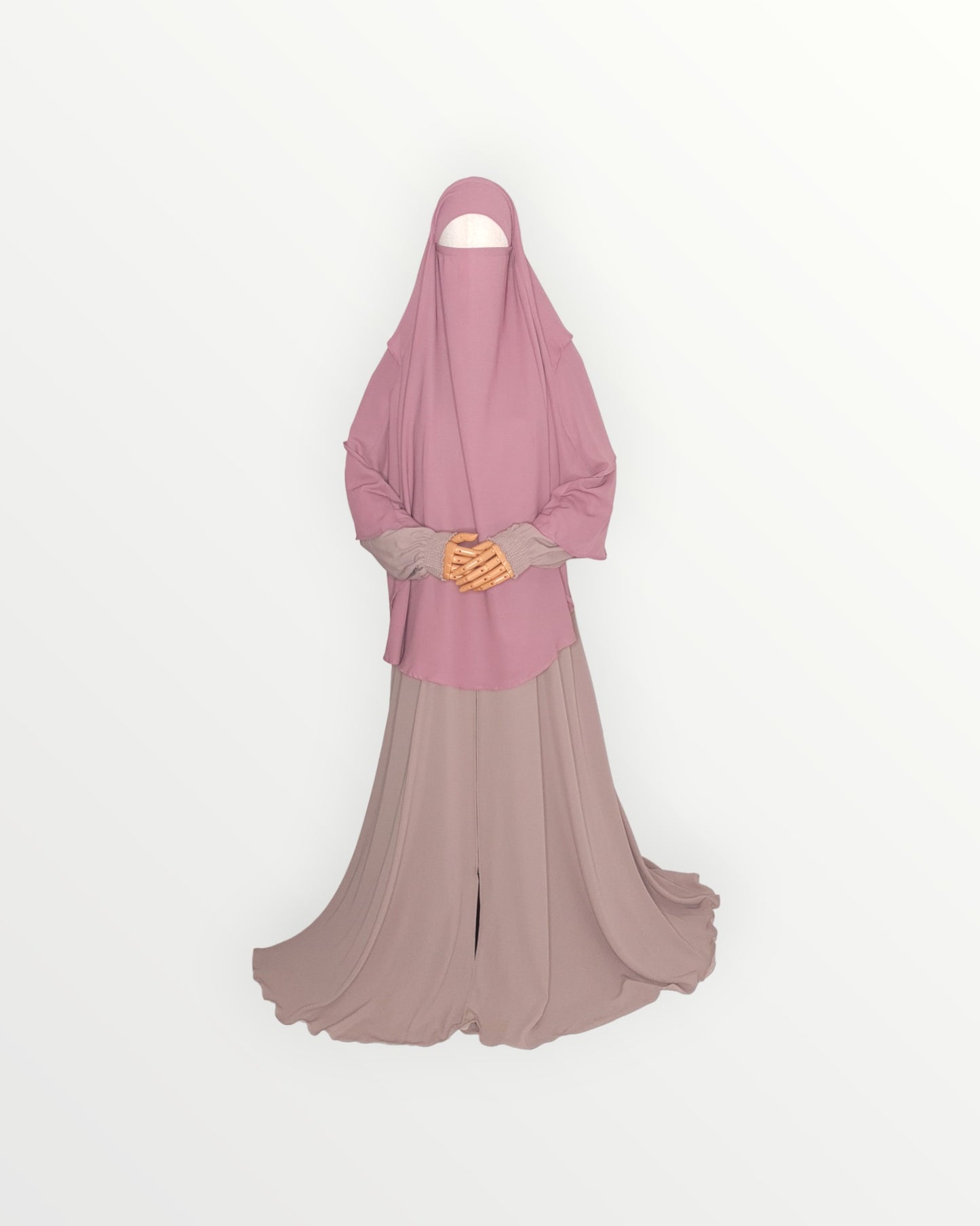 3 Layer Diamond Chiffon Khimar/Niqab | Mauve Purple