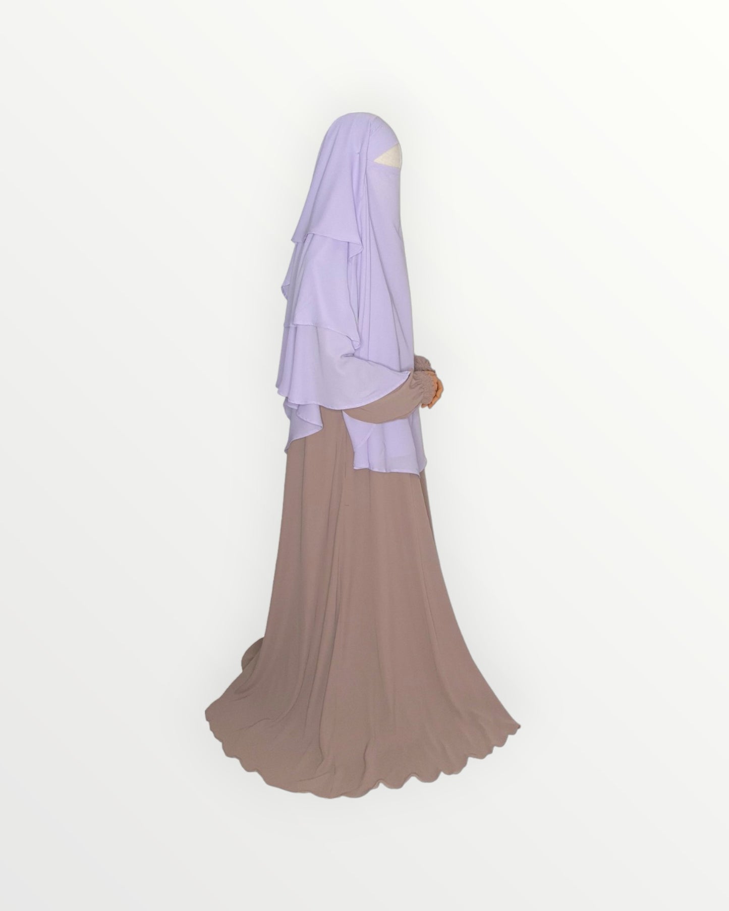 3 Layer Diamond Chiffon Khimar/Niqab | Lilac purple