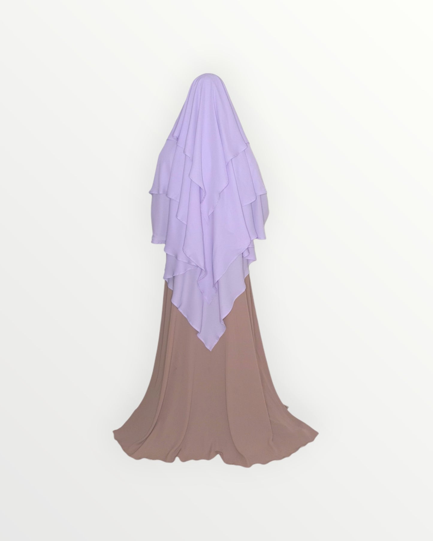 3 Layer Diamond Chiffon Khimar/Niqab | Lilac purple