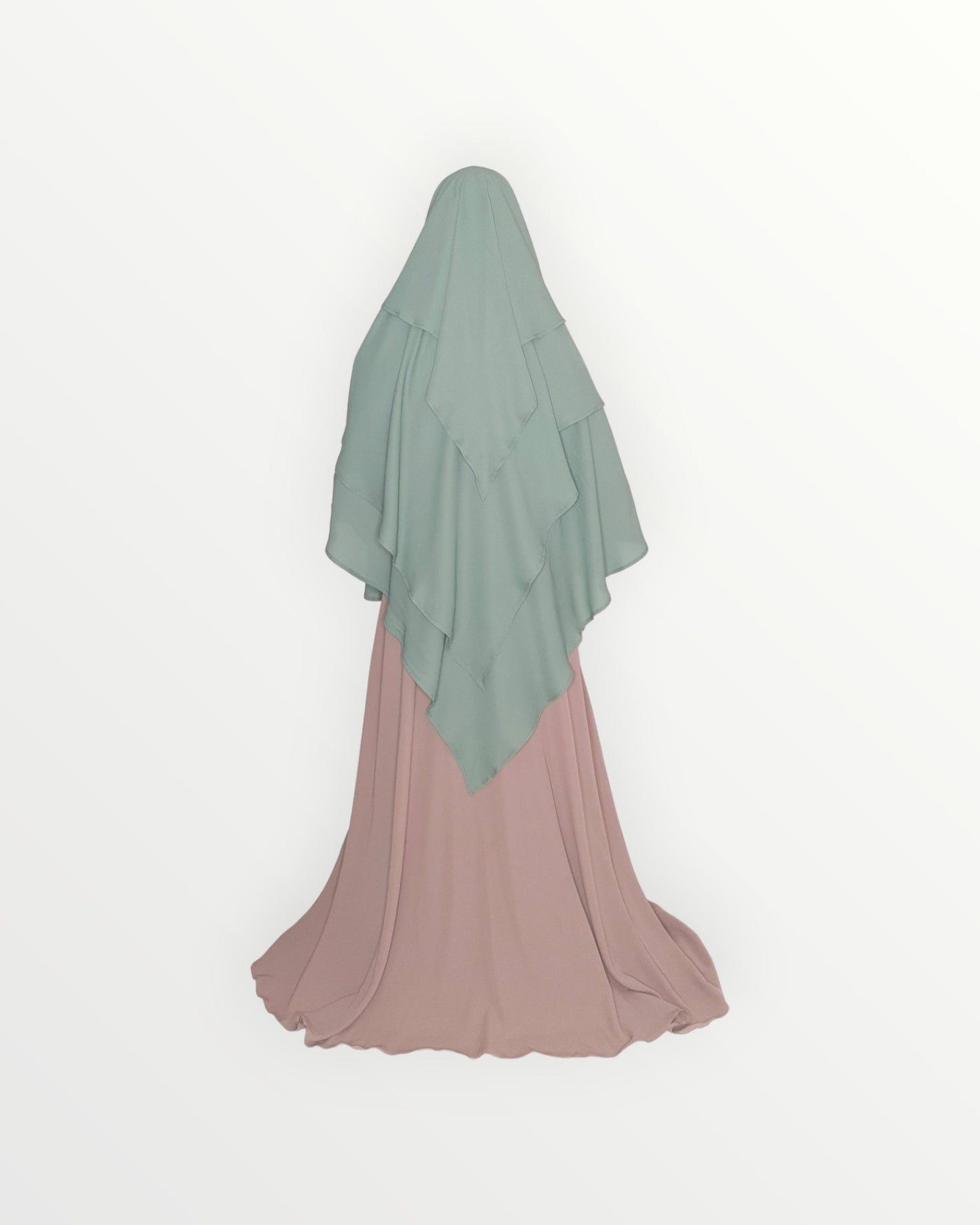 3 Layer Diamond Chiffon Khimar/Niqab | Sage green