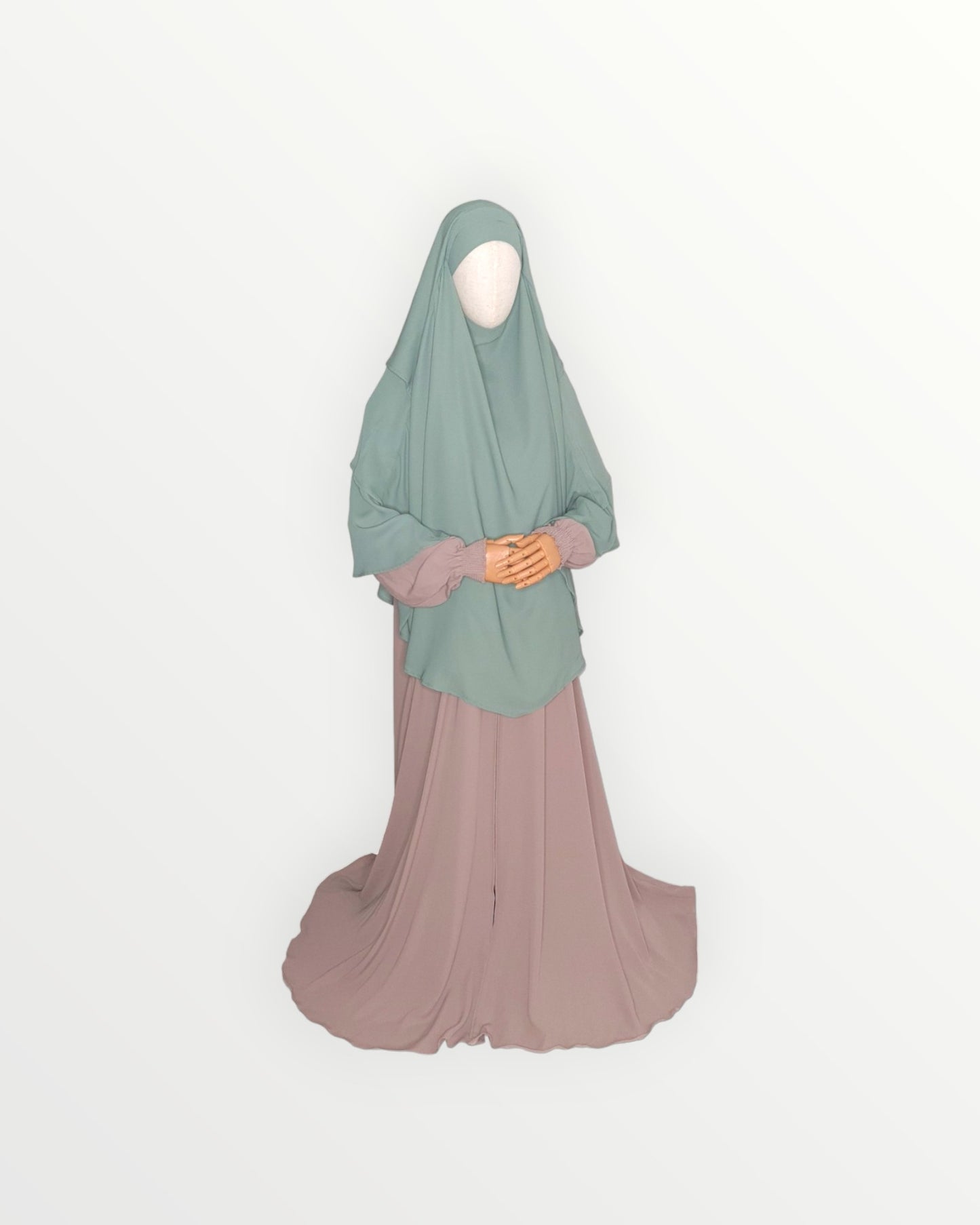 3 Layer Diamond Chiffon Khimar/Niqab | Sage green