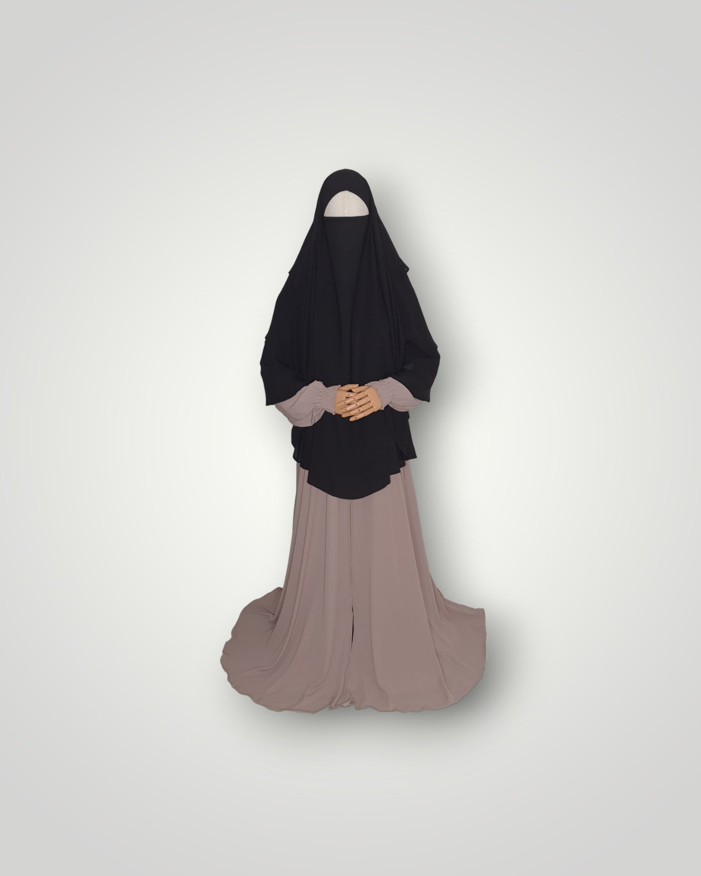 3 Layer Diamond Chiffon Khimar/Niqab | Black