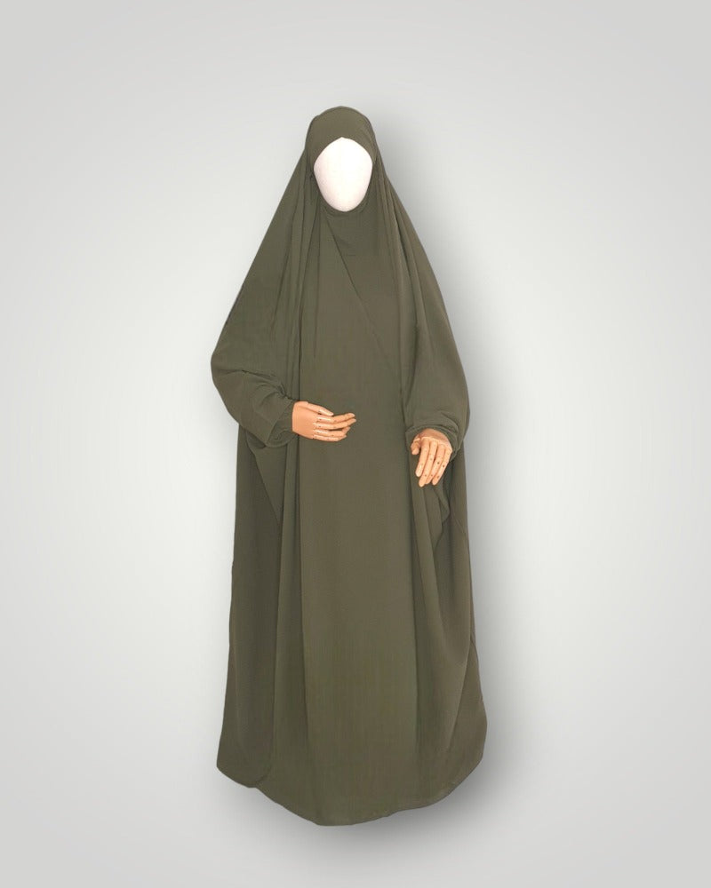 One Piece Jilbab | Olive Green